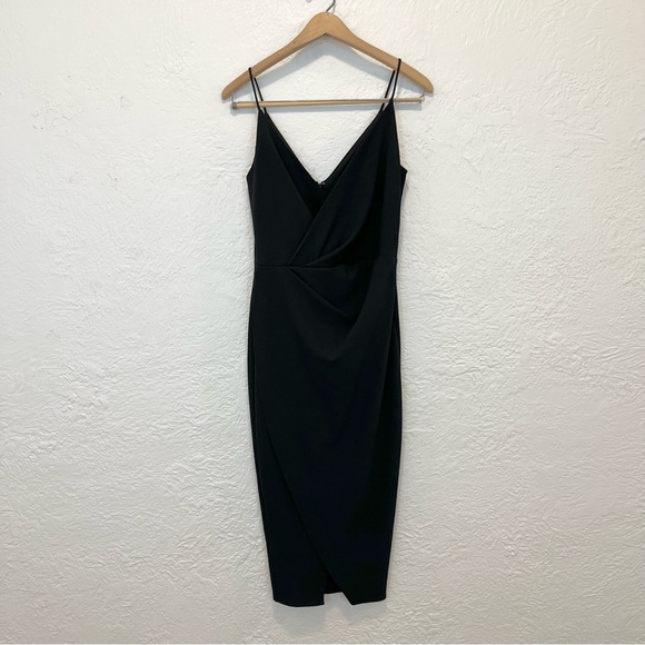 Betsey Johnson Black Faux Wrap Dress Midi 4 - Picture 4 of 7